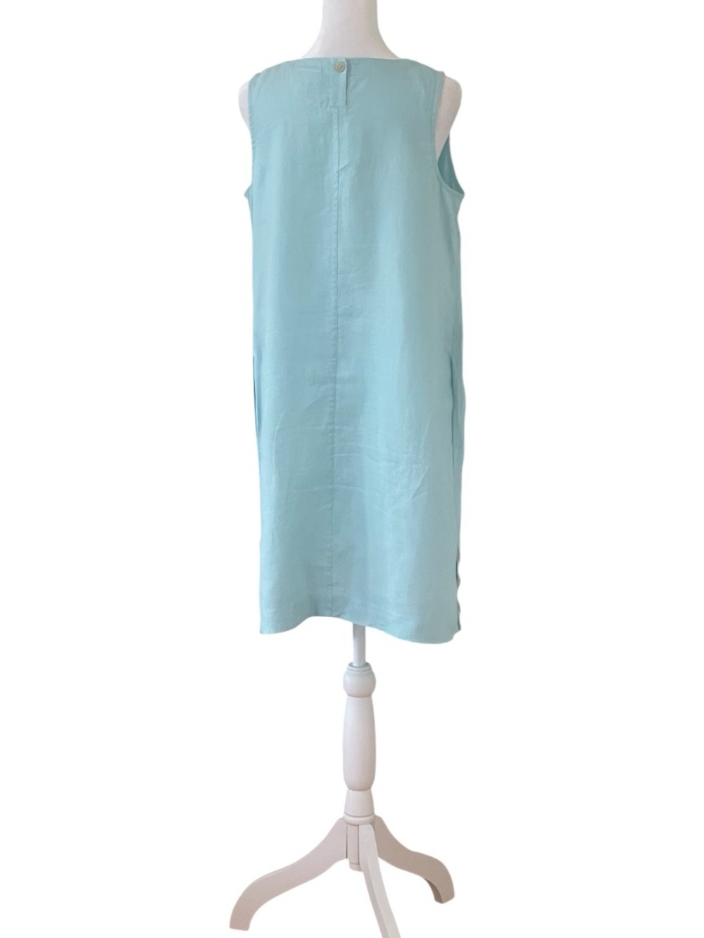 J. Jill Love 100% Linen Light Aqua/Mint Sleeveless Shift Dress Sz S Pockets - Picture 9 of 11